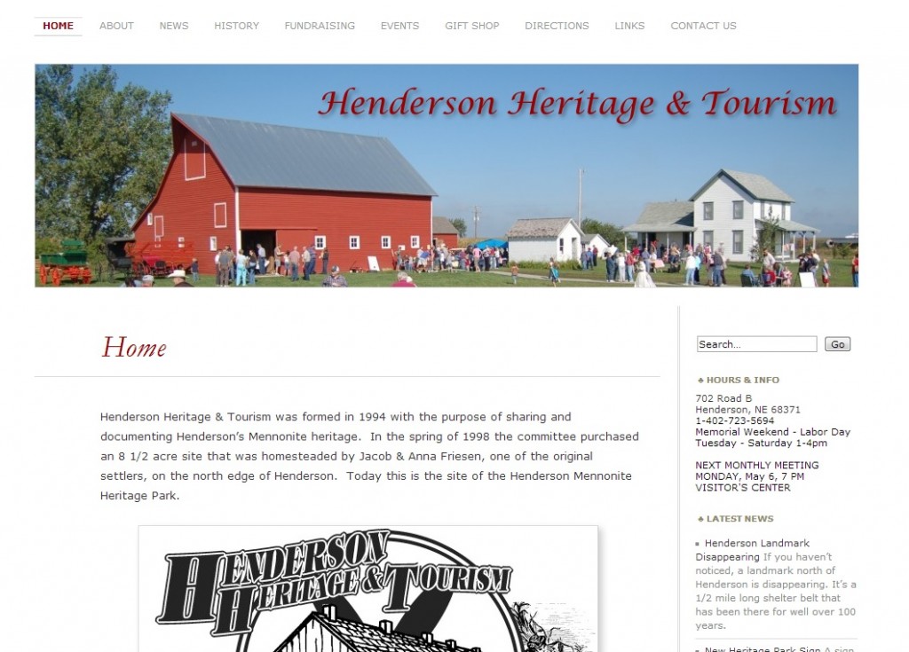 A glimpse of the redesigned heritage website.  Be sure to view the full website at hendersonheritage.org.