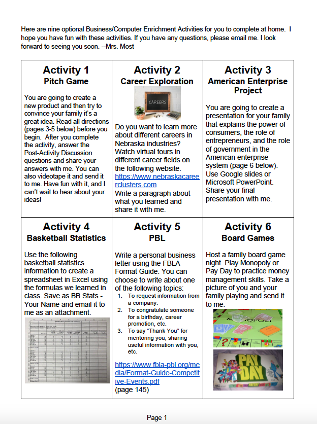 Fun Games and Enrichment Activities