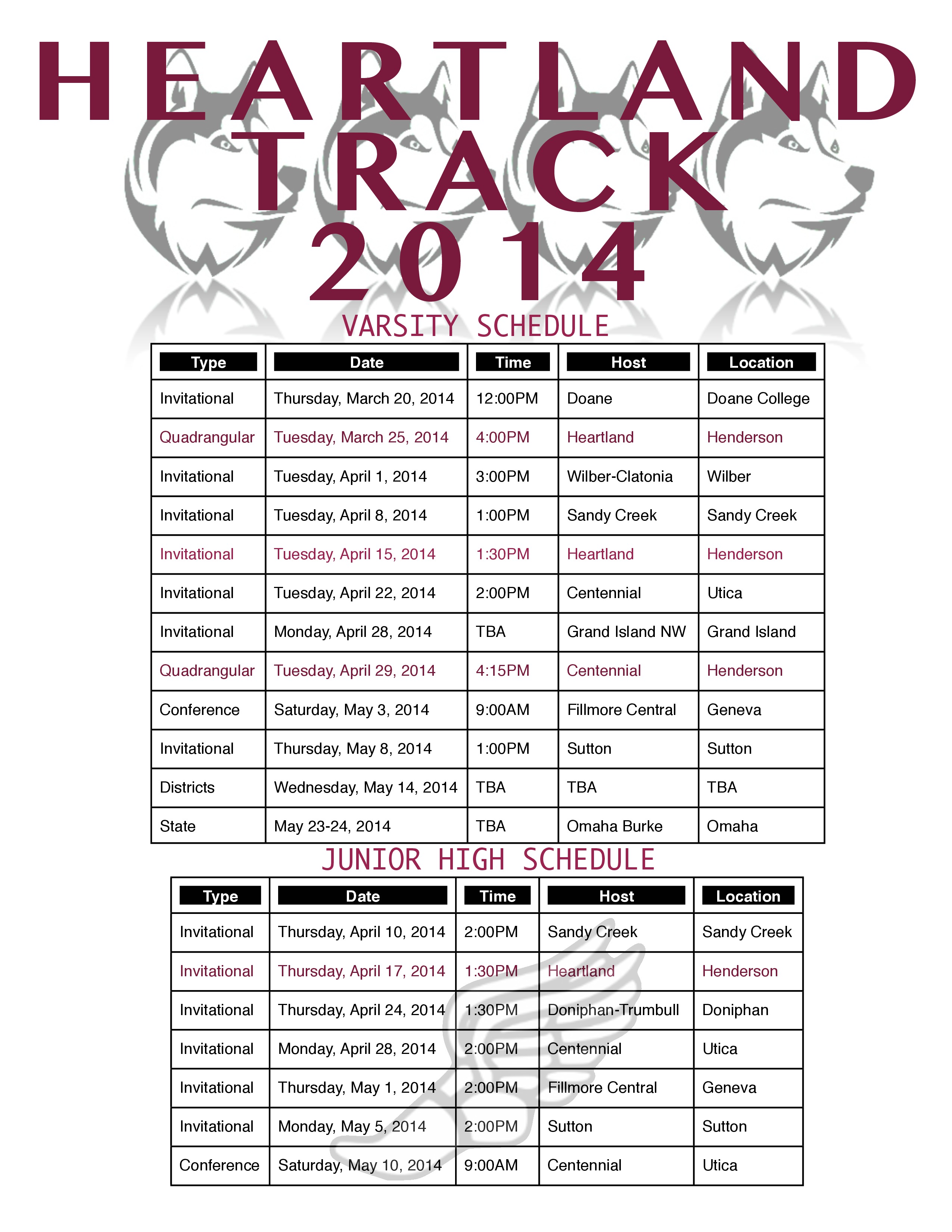 Heartland Track Schedule 2014 - HeartlandBeat