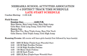 Track: C-4 District Meet Schedule Change